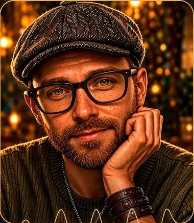 Portrait de l'image des essentiels, casquette et lunettes